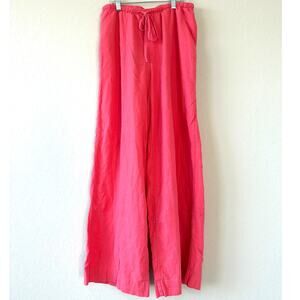 A New Day Pink Wide-Leg Linen Blend Casual Pants Bottoms Women’s Small Pockets